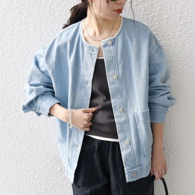 シップス エニィ（SHIPS any）/SHIPS any: ノーカラー デニム ブルゾン