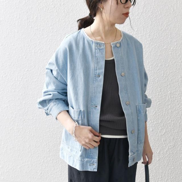 シップス エニィ（SHIPS any）/SHIPS any: ノーカラー デニム ブルゾン