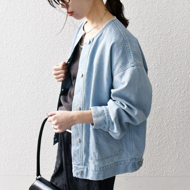 シップス エニィ（SHIPS any）/SHIPS any: ノーカラー デニム ブルゾン
