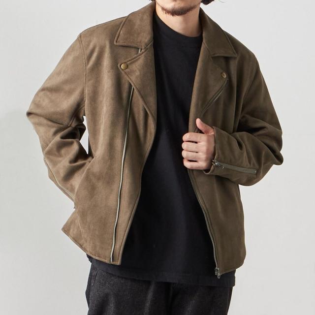 値下げ/美品/春向けSHIPS ポリエステルフェイクスエード シングルライダース SHIPS 革ジャン ライダース SHIPS: ポリエステル フェイク
