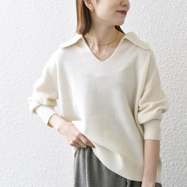 シップス エニィ（SHIPS any）/SHIPS any: AQUA カシミヤ ミックス スキッパーカラー プルオーバーの通販は