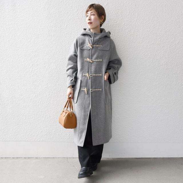 超美品☆SHIPS any☆メルトン ロング ダッフル コート　グレー　ロングL シップス エニィ SHIPS any SHIPS any: メルトン ロング ダッフル