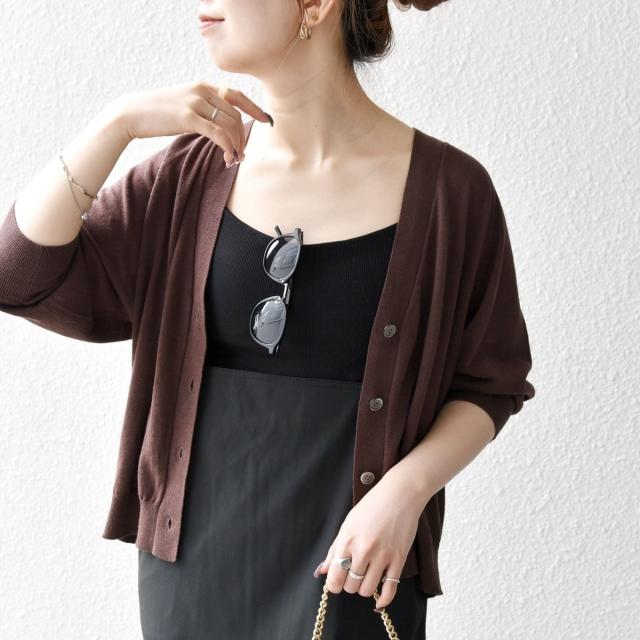 シップス エニィ（SHIPS any）/SHIPS any:〈手洗い可能〉リネン ミックス Vネック ショート シアー カーディガン