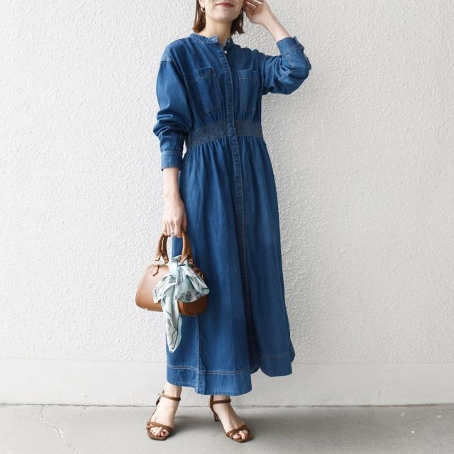 シップス エニィ（SHIPS any）/SHIPS any: シャーリング デニム ポケット ワンピース ［SHIPS any DENIM］