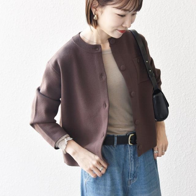 シップス エニィ（SHIPS any）/《一部追加予約》SHIPS any: ミラノリブ ノーカラー ニット ジャケット カーディガン