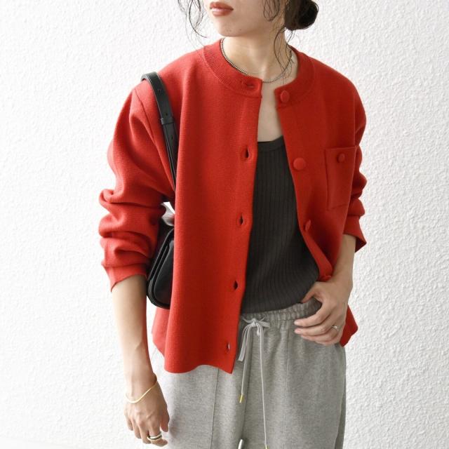 シップス エニィ（SHIPS any）/《一部追加予約》SHIPS any: ミラノリブ ノーカラー ニット ジャケット カーディガン