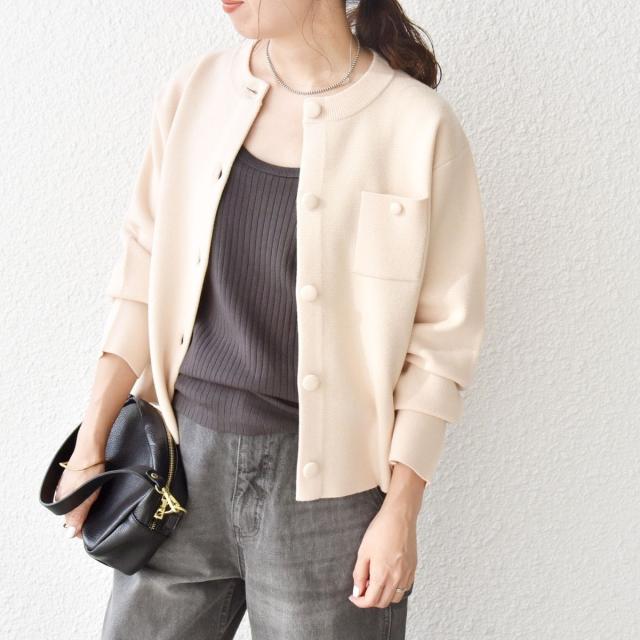 シップス エニィ（SHIPS any）/《一部追加予約》SHIPS any: ミラノリブ ノーカラー ニット ジャケット カーディガン