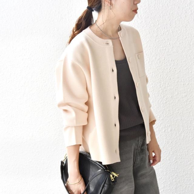 シップス エニィ（SHIPS any）/《一部追加予約》SHIPS any: ミラノリブ ノーカラー ニット ジャケット カーディガン