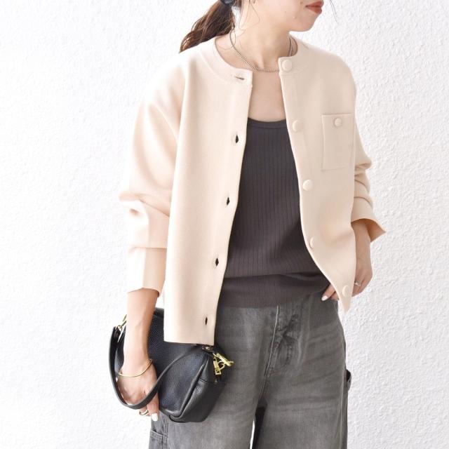 シップス エニィ（SHIPS any）/《一部追加予約》SHIPS any: ミラノリブ ノーカラー ニット ジャケット カーディガン