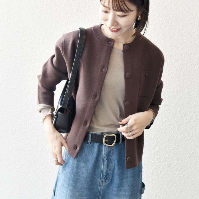 シップス エニィ（SHIPS any）/《一部追加予約》SHIPS any: ミラノリブ ノーカラー ニット ジャケット カーディガン