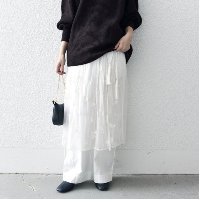 シップス エニィ（SHIPS any）/bon_meur: フラワー ビーズ ラップスカート × ストレート パンツ セットの通販は 11,803円