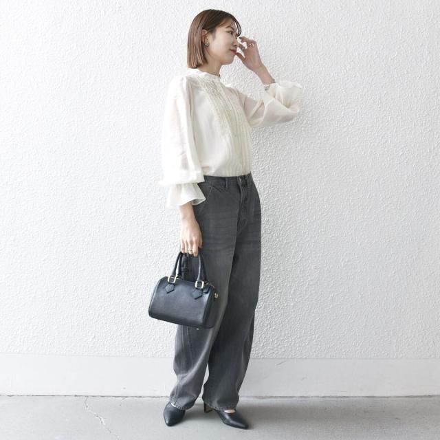 シップス エニィ（SHIPS any）/《予約》SHIPS any:〈手洗い可能〉シアー フリル バンドカラー シャツ ブラウス