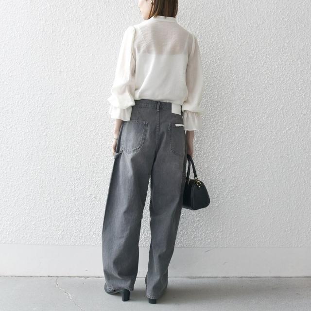 シップス エニィ（SHIPS any）/《予約》SHIPS any:〈手洗い可能〉シアー フリル バンドカラー シャツ ブラウス