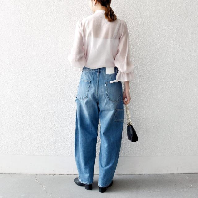 シップス エニィ（SHIPS any）/《予約》SHIPS any:〈手洗い可能〉シアー フリル バンドカラー シャツ ブラウス