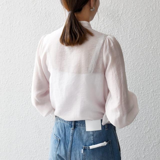 シップス エニィ（SHIPS any）/《予約》SHIPS any:〈手洗い可能〉シアー フリル バンドカラー シャツ ブラウス