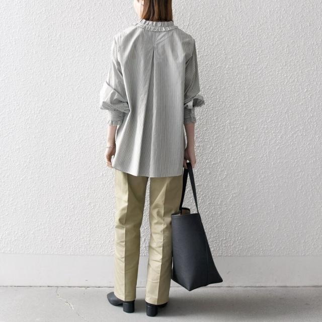 シップス エニィ（SHIPS any）/《追加予約》SHIPS any:〈手洗い可能〉ストライプ フリル Vネック シャツ ブラウス