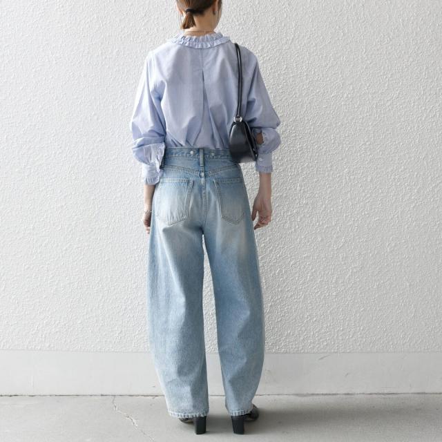 シップス エニィ（SHIPS any）/《追加予約》SHIPS any:〈手洗い可能〉ストライプ フリル Vネック シャツ ブラウス