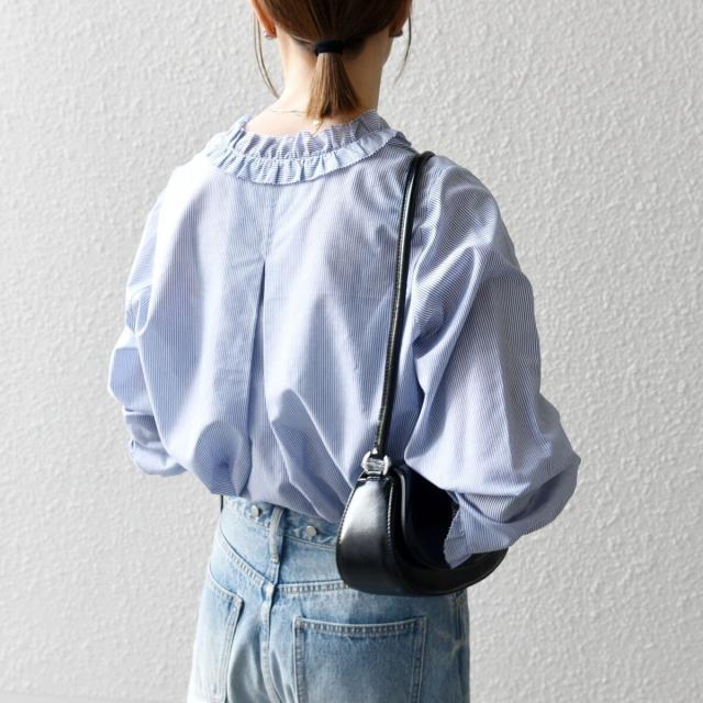 シップス エニィ（SHIPS any）/《追加予約》SHIPS any:〈手洗い可能〉ストライプ フリル Vネック シャツ ブラウス