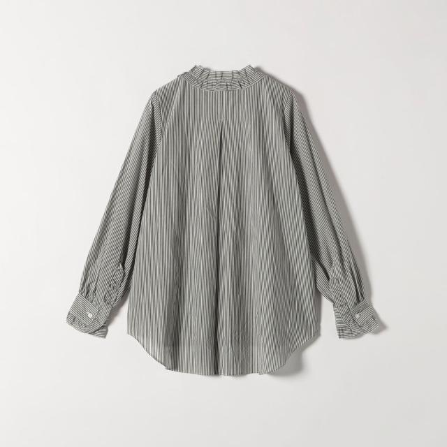 シップス エニィ（SHIPS any）/《追加予約》SHIPS any:〈手洗い可能〉ストライプ フリル Vネック シャツ ブラウス