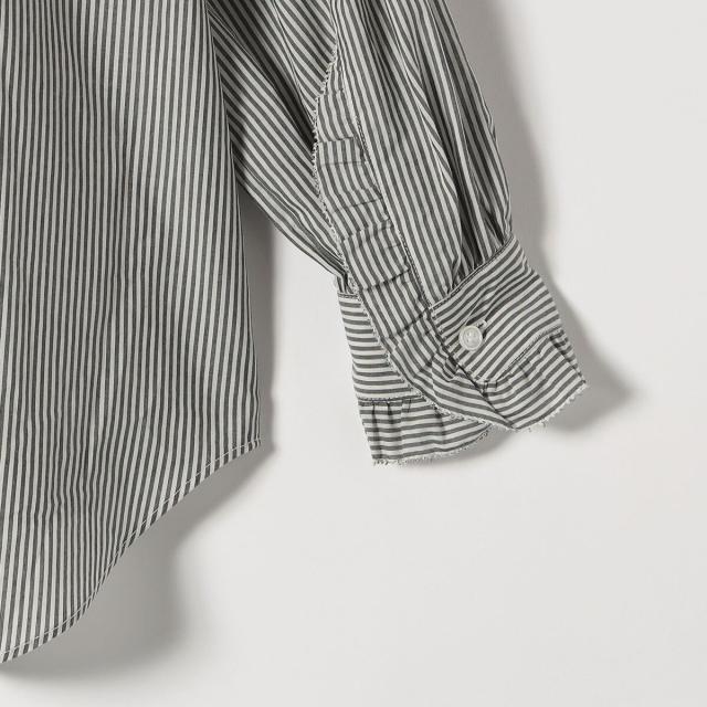 シップス エニィ（SHIPS any）/《追加予約》SHIPS any:〈手洗い可能〉ストライプ フリル Vネック シャツ ブラウス