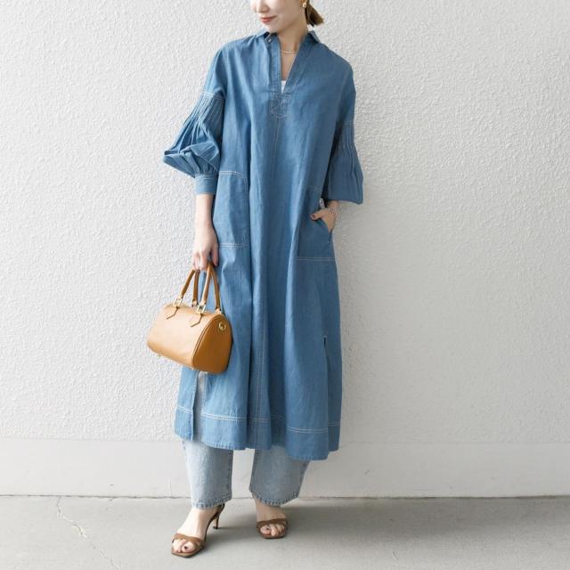 シップス エニィ（SHIPS any）/SHIPS any:〈洗濯機可能〉ライトオンス デニム オープンカラー テントライン ワンピースの通販は