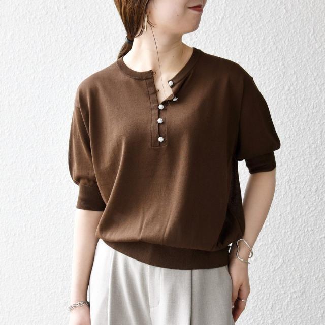 シップス エニィ（SHIPS any）/SHIPS any:〈接触冷感/手洗い可能〉ビジュー ヘンリーネック ニット プルオーバー 6,772円
