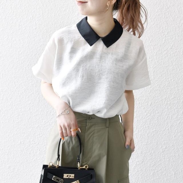 シップス エニィ（SHIPS any）/SHIPS any:〈洗濯機可能〉フラワー ジャカード バイカラー プルオーバー シャツ