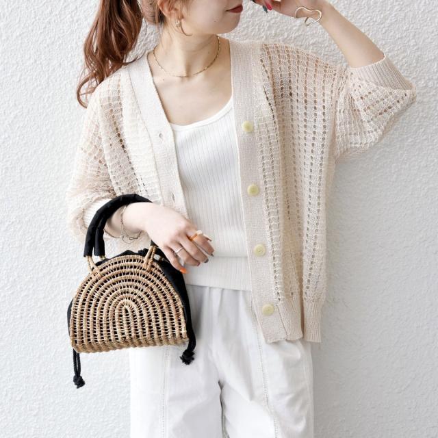 シップス エニィ（SHIPS any）/SHIPS any:〈手洗い可能〉ギマ ワイド Vネック シアー カーディガン