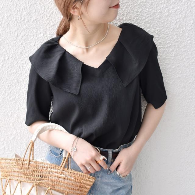 シップス エニィ（SHIPS any）/【WEB限定】SHIPS any:〈洗濯機可能〉ラフ サテン フリルカラー ブラウス 25SS