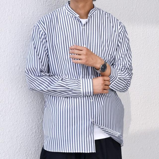 シップス エニィ（SHIPS any）/SHIPS any:〈洗濯機可能〉LIM BLESS ソリッド / ストライプ バンドカラー シャツ