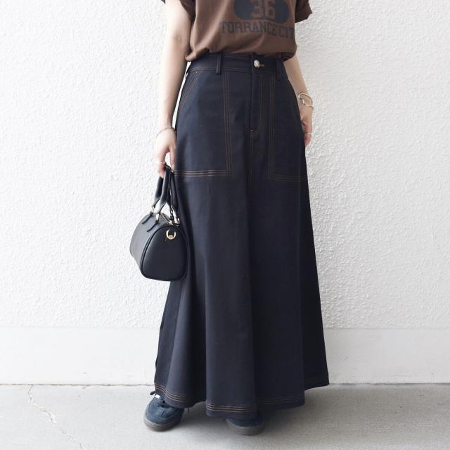 シップス エニィ（SHIPS any）/《一部予約》SHIPS any:〈洗濯機可能〉チノ ステッチ フレア ロング スカート