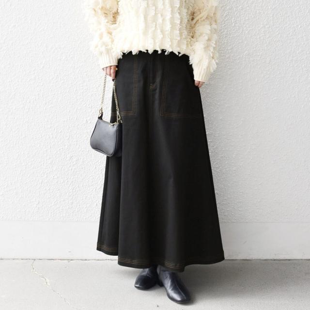 シップス エニィ（SHIPS any）/《一部予約》SHIPS any:〈洗濯機可能〉チノ ステッチ フレア ロング スカート