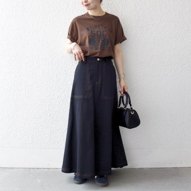 シップス エニィ（SHIPS any）/《一部予約》SHIPS any:〈洗濯機可能〉チノ ステッチ フレア ロング スカート