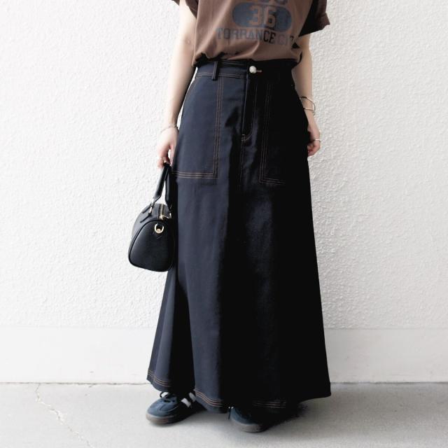 シップス エニィ（SHIPS any）/《一部予約》SHIPS any:〈洗濯機可能〉チノ ステッチ フレア ロング スカート