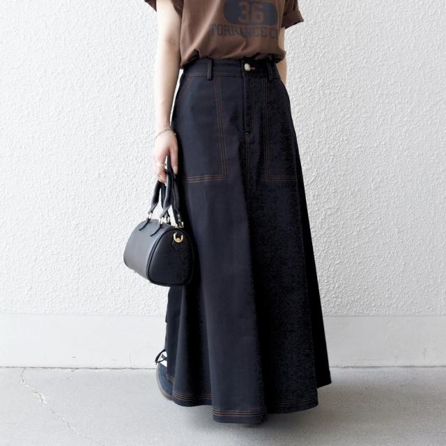 シップス エニィ（SHIPS any）/《一部予約》SHIPS any:〈洗濯機可能〉チノ ステッチ フレア ロング スカート