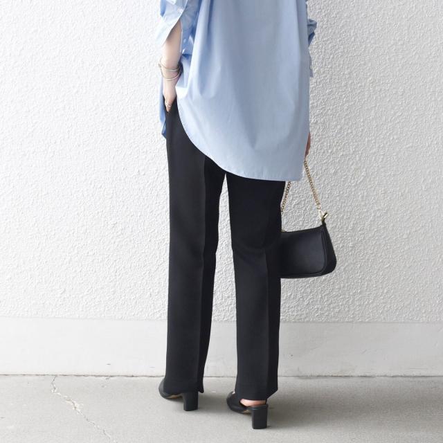 シップス エニィ（SHIPS any）/《一部予約》SHIPS any:〈洗濯機可能〉ダブルクロス セミフレア パンツ［NAVY BLUE］