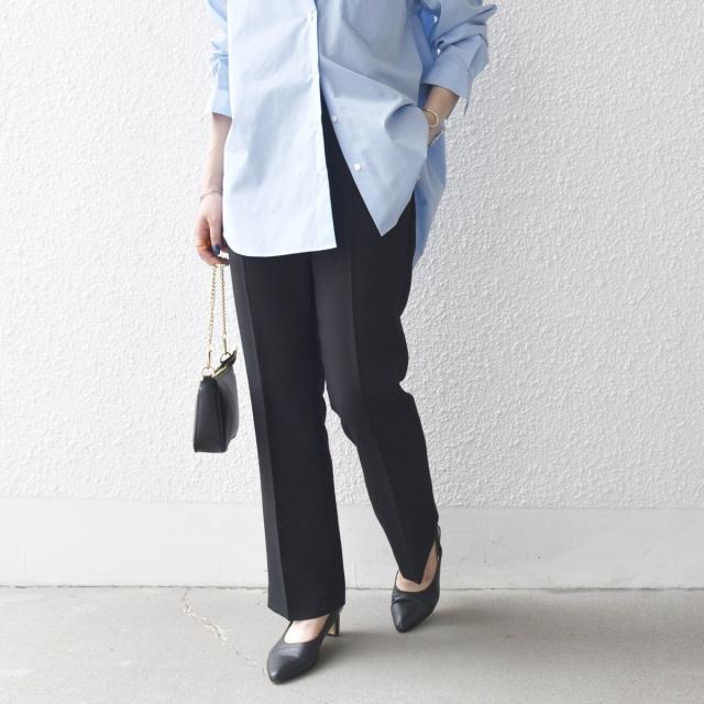 シップス エニィ（SHIPS any）/《一部予約》SHIPS any:〈洗濯機可能〉ダブルクロス セミフレア パンツ［NAVY BLUE］