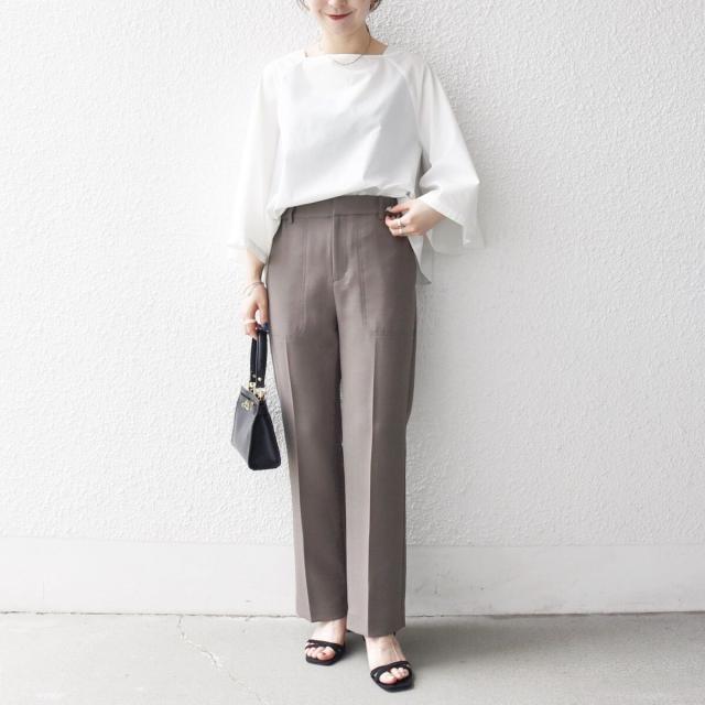 シップス エニィ（SHIPS any）/《一部予約》SHIPS any:〈洗濯機可能〉ダブルクロス セミフレア パンツ［NAVY BLUE］