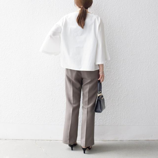 シップス エニィ（SHIPS any）/《一部予約》SHIPS any:〈洗濯機可能〉ダブルクロス セミフレア パンツ［NAVY BLUE］