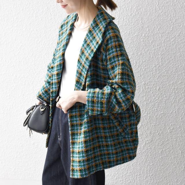 シップス エニィ（SHIPS any）/SHIPS any: ブロック ツイード コクーン コート