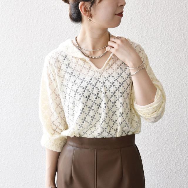 シップス エニィ（SHIPS any）/SHIPS any:〈手洗い可能〉起毛 レース パイピング プルオーバー