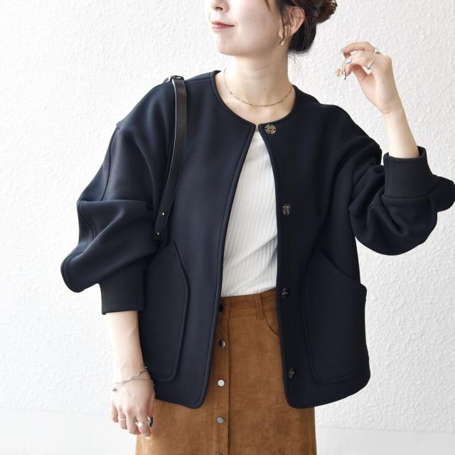 シップス エニィ（SHIPS any）/SHIPS any:〈洗濯機可能〉ダンボール ノーカラー コンパクト ブルゾン