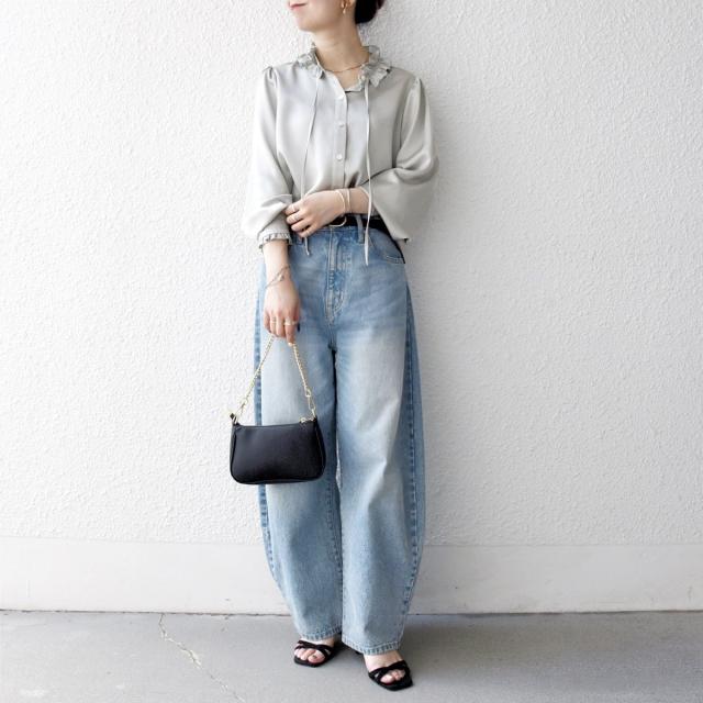 シップス エニィ（SHIPS any）/《一部追加予約》SHIPS any:〈洗濯機可能〉サテン フリル カラー リボン シャツ ブラウス