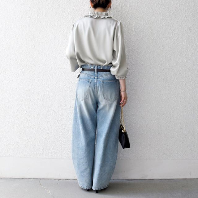 シップス エニィ（SHIPS any）/《一部追加予約》SHIPS any:〈洗濯機可能〉サテン フリル カラー リボン シャツ ブラウス