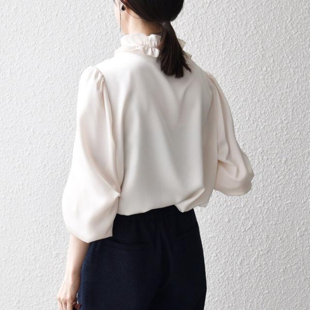 シップス エニィ（SHIPS any）/《一部追加予約》SHIPS any:〈洗濯機可能〉サテン フリル カラー リボン シャツ ブラウス