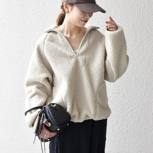 シップス エニィ（SHIPS any）/《一部追加予約》SHIPS any:〈洗濯機可能〉ボア フリース ハーフジップ プルオーバー