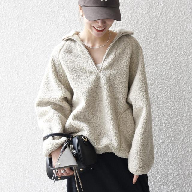 シップス エニィ（SHIPS any）/《一部追加予約》SHIPS any:〈洗濯機可能〉ボア フリース ハーフジップ プルオーバー