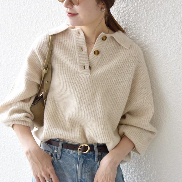 シップス エニィ（SHIPS any）/《一部追加予約》SHIPS any:〈手洗い可能〉AQUA カシミヤ ミックス ポロ ニット