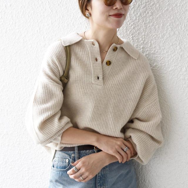 シップス エニィ（SHIPS any）/《一部追加予約》SHIPS any:〈手洗い可能〉AQUA カシミヤ ミックス ポロ ニット