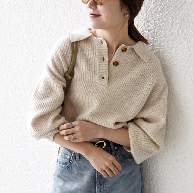 シップス エニィ（SHIPS any）/《一部追加予約》SHIPS any:〈手洗い可能〉AQUA カシミヤ ミックス ポロ ニット